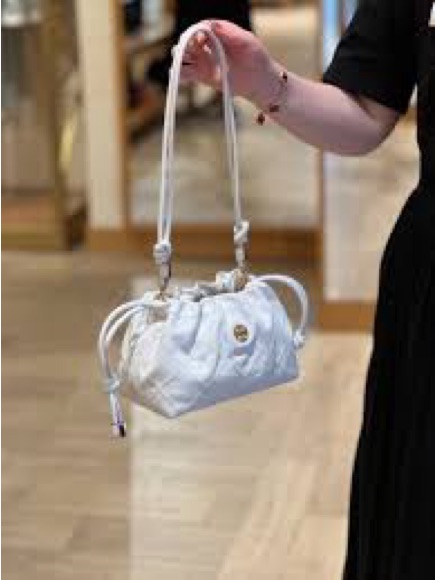 Tory Burch Willa Glazed Leather E/W Drawstring Bag Includes Wallet&Chain
